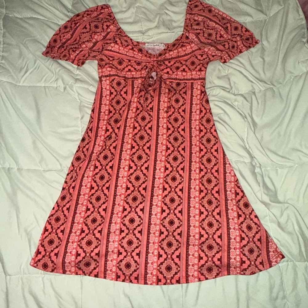 Red and Black Patterned Dress